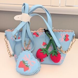 NWT Juicy Couture Sweet Strawberry Tote/Crossbody Bag w/Fun Detachable Pieces